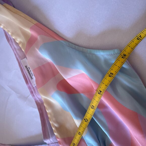 Peppermayo Psychedelic Rainbow Retro Audrey  Mini Slip Dress SZ 4 Pastel Pink - Picture 6 of 12